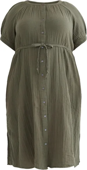 Women Dresses Summer Dress Womens and Womens Plus Cotton Double Cloth Midi Dress