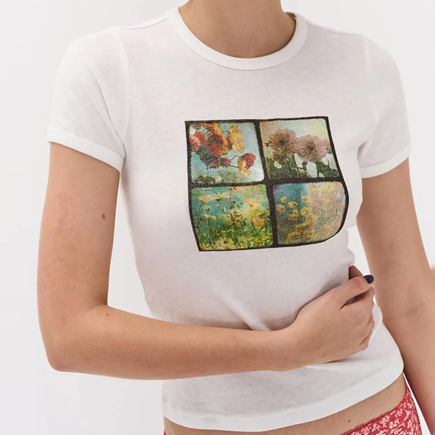 Women Graphic Baby Tees Vintage Cute Aesthetic Tops Y2K Fruit Printed 90s Crop Top Summer Cropped T Shirt