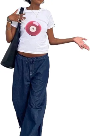 Women Graphic Baby Tees Vintage Cute Aesthetic Tops Y2K Fruit Printed 90s Crop Top Summer Cropped T Shirt