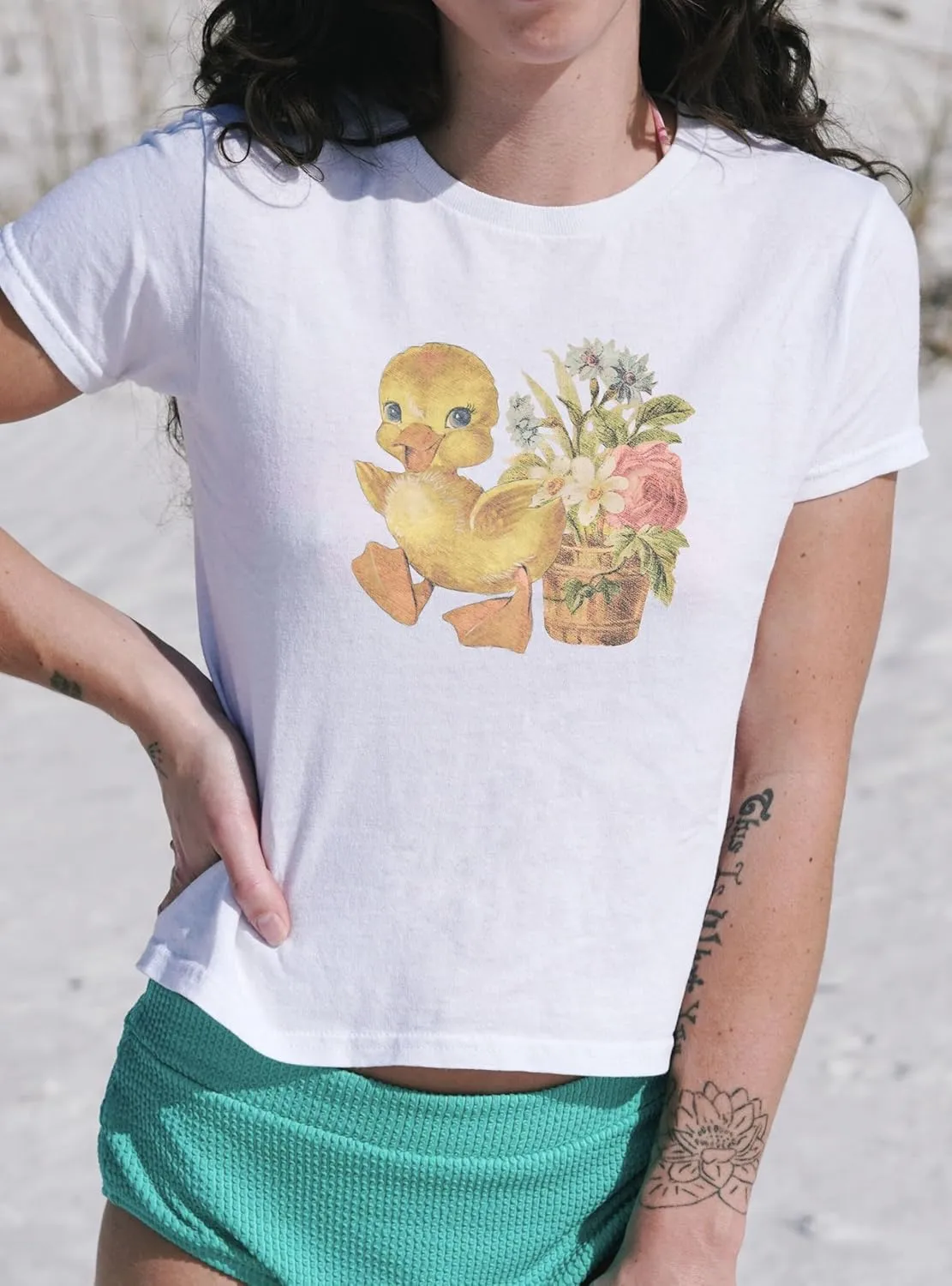 Women Graphic Baby Tees Vintage Cute Aesthetic Tops Y2K Fruit Printed 90s Crop Top Summer Cropped T Shirt