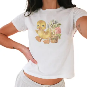 Women Graphic Baby Tees Vintage Cute Aesthetic Tops Y2K Fruit Printed 90s Crop Top Summer Cropped T Shirt