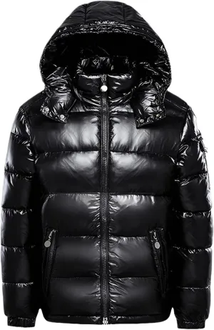 Women Metallic Down Jacket Removable Hood Quilted Zip Long Sleeve Parka Jacket Warm Windproof Puffer Jacket Plus Size