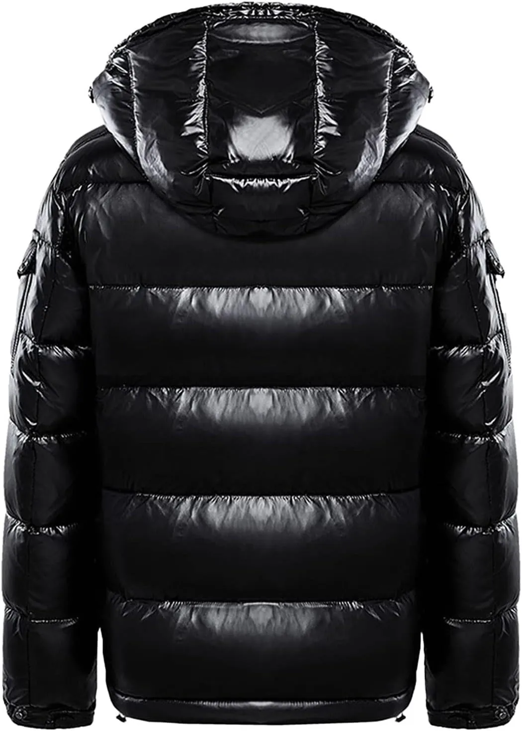 Women Metallic Down Jacket Removable Hood Quilted Zip Long Sleeve Parka Jacket Warm Windproof Puffer Jacket Plus Size