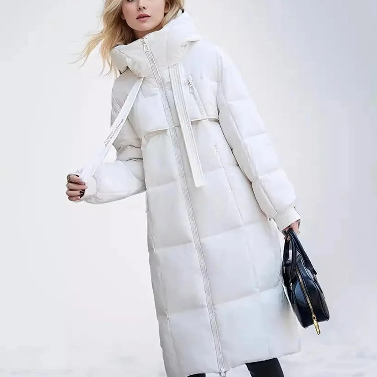 Women Parkas Winter Down Cotton Jackets Padded Thickened Overknee Loose Casual Long Warm Pockets Coat Snow Overcoat