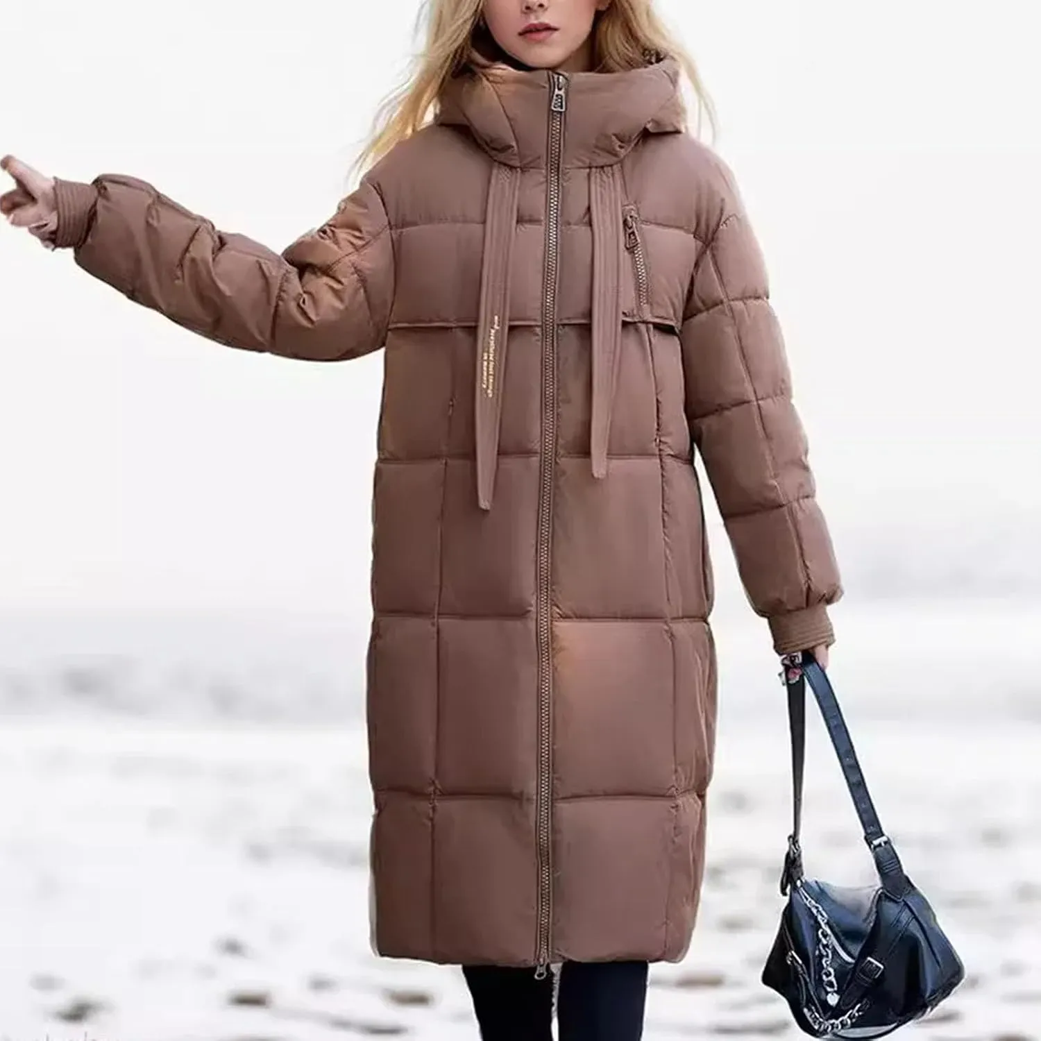 Women Parkas Winter Down Cotton Jackets Padded Thickened Overknee Loose Casual Long Warm Pockets Coat Snow Overcoat