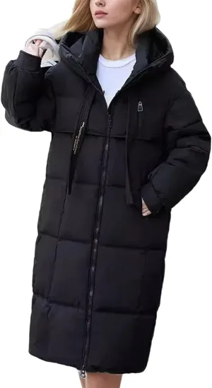 Women Parkas Winter Down Cotton Jackets Padded Thickened Overknee Loose Casual Long Warm Pockets Coat Snow Overcoat