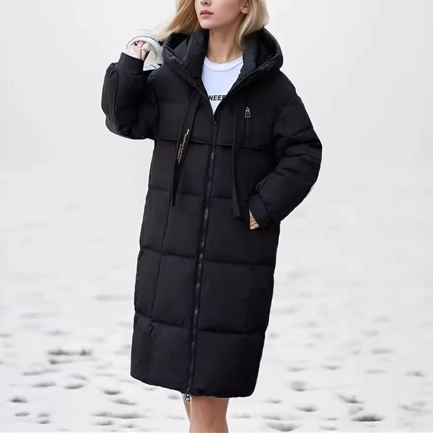 Women Parkas Winter Down Cotton Jackets Padded Thickened Overknee Loose Casual Long Warm Pockets Coat Snow Overcoat