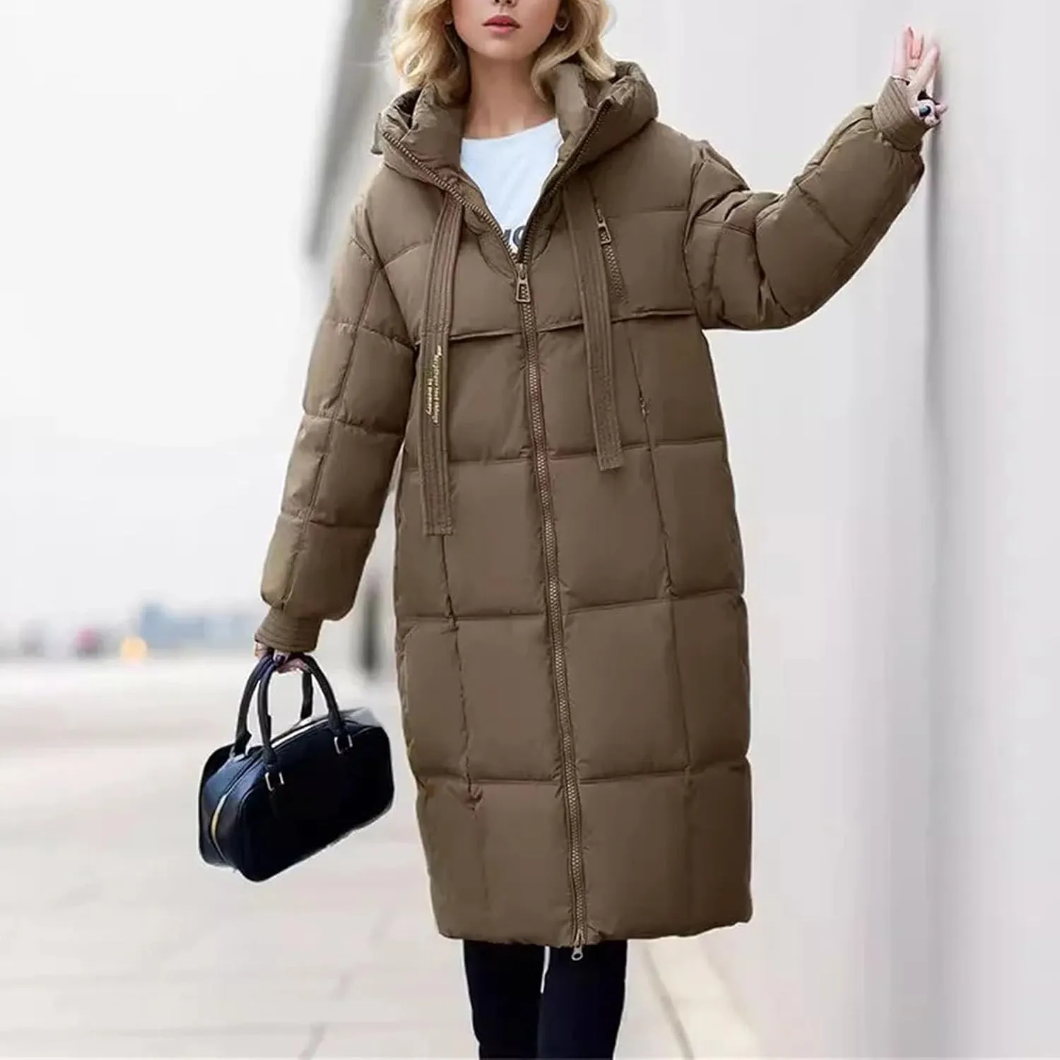 Women Parkas Winter Down Cotton Jackets Padded Thickened Overknee Loose Casual Long Warm Pockets Coat Snow Overcoat
