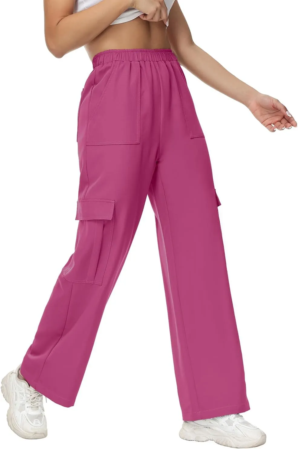 Women Wide Straight Leg Pants Trendy Y2k Streetwear Cargos Twill Utility Pant with 6 Pockets