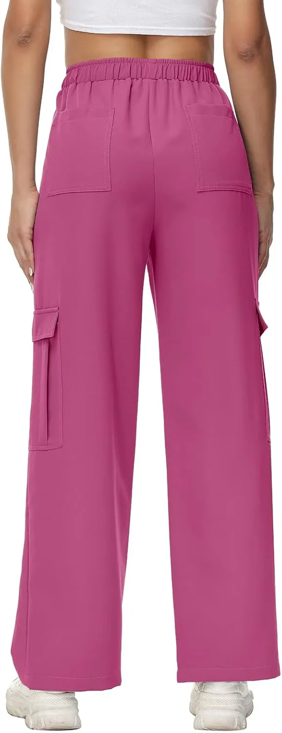 Women Wide Straight Leg Pants Trendy Y2k Streetwear Cargos Twill Utility Pant with 6 Pockets