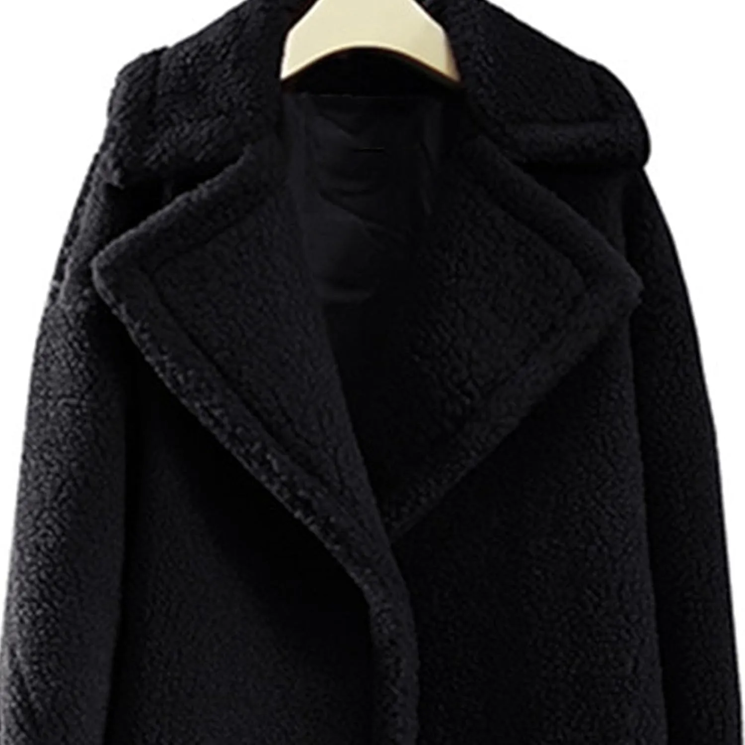 Women's Fleece Lapel Collar Trench Coat Open Front Long Cardigan Overcoat Winter Warm Outwear Jackets