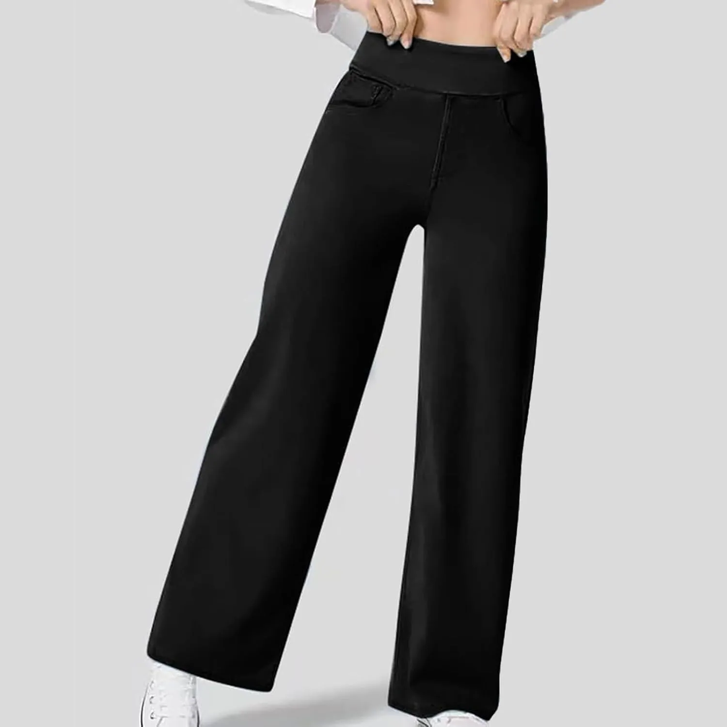 Women's High Waist Washed Ripped Jeans,Vintage Loose Fit Straight Leg Denim Trousers,Casual Stretch Comfort Pants
