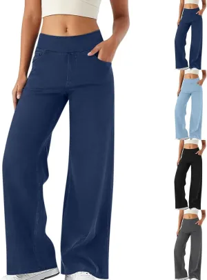 Women's High Waist Washed Ripped Jeans,Vintage Loose Fit Straight Leg Denim Trousers,Casual Stretch Comfort Pants