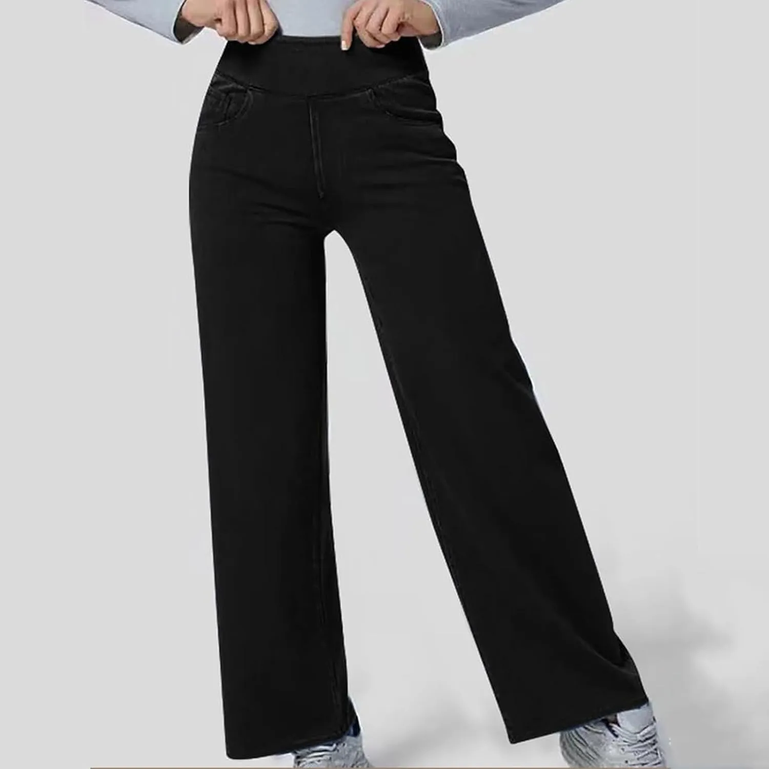 Women's High Waist Washed Ripped Jeans,Vintage Loose Fit Straight Leg Denim Trousers,Casual Stretch Comfort Pants