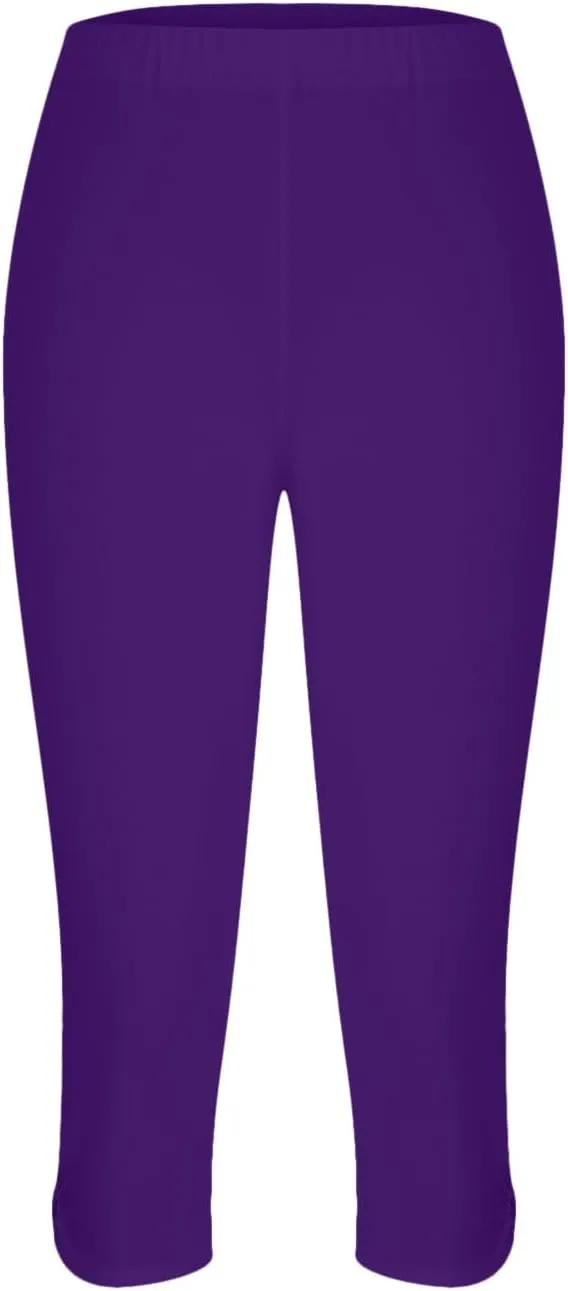 Womens Keyhole Crop Trousers Stretch High Waist Yoga Capri Leggings Casual Comfort Capris Workout Sport Cropped Pant