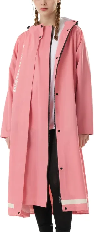 Womens Long Raincoat Ladies rain jackets waterproof with hood Travel Lightweight Windbreaker for Outdoor