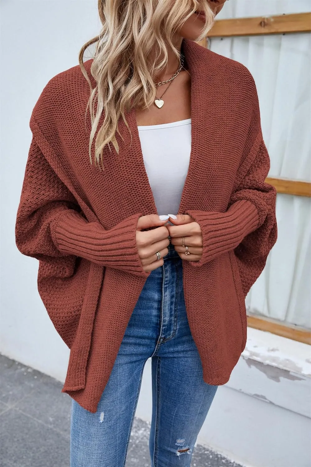 Women's Long Sleeve Open Front Chunky Warm Cardigans Pullover Sweater Blouses