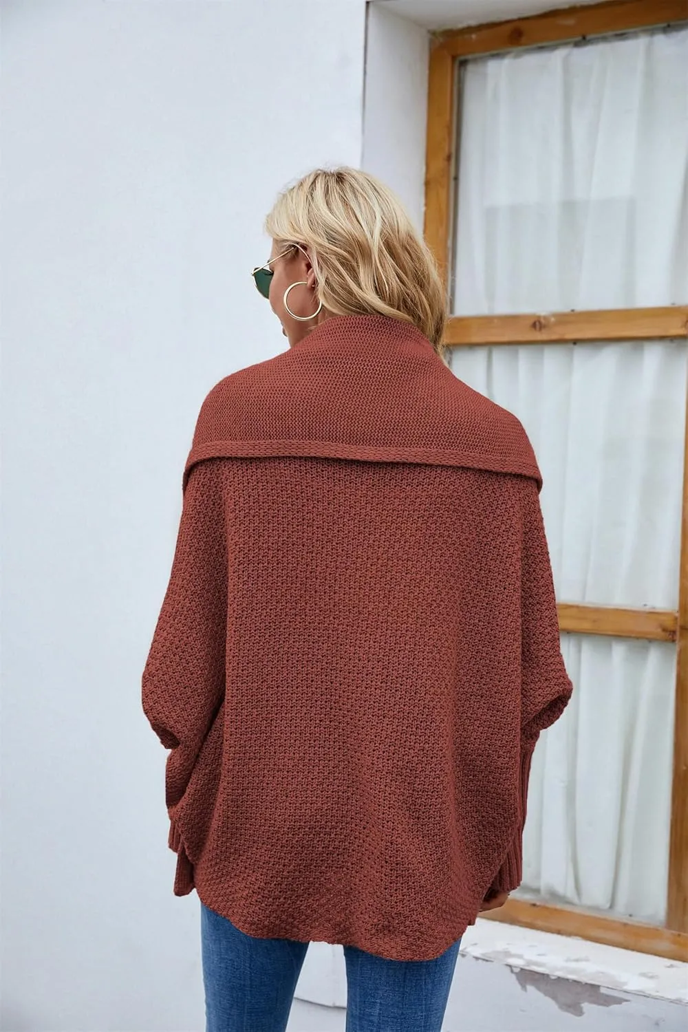 Women's Long Sleeve Open Front Chunky Warm Cardigans Pullover Sweater Blouses