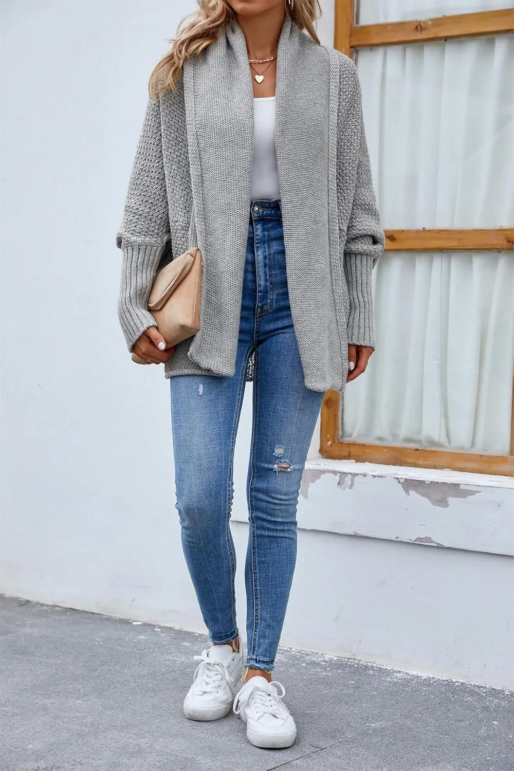 Women's Long Sleeve Open Front Chunky Warm Cardigans Pullover Sweater Blouses