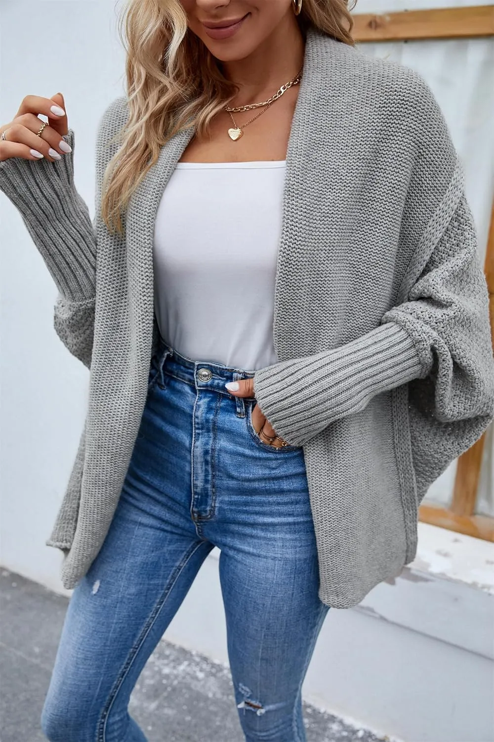 Women's Long Sleeve Open Front Chunky Warm Cardigans Pullover Sweater Blouses