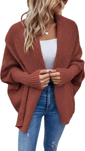 Women's Long Sleeve Open Front Chunky Warm Cardigans Pullover Sweater Blouses