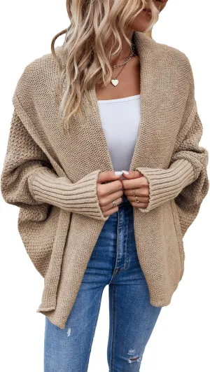 Women's Long Sleeve Open Front Chunky Warm Cardigans Pullover Sweater Blouses