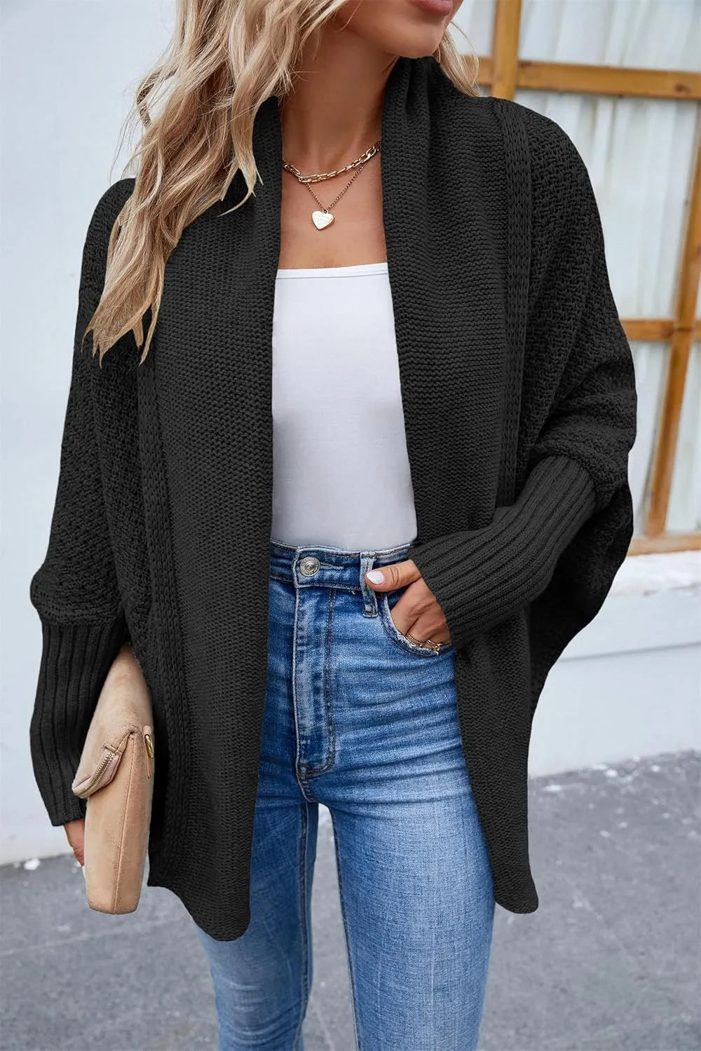 Women's Long Sleeve Open Front Chunky Warm Cardigans Pullover Sweater Blouses