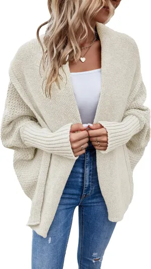 Women's Long Sleeve Open Front Chunky Warm Cardigans Pullover Sweater Blouses