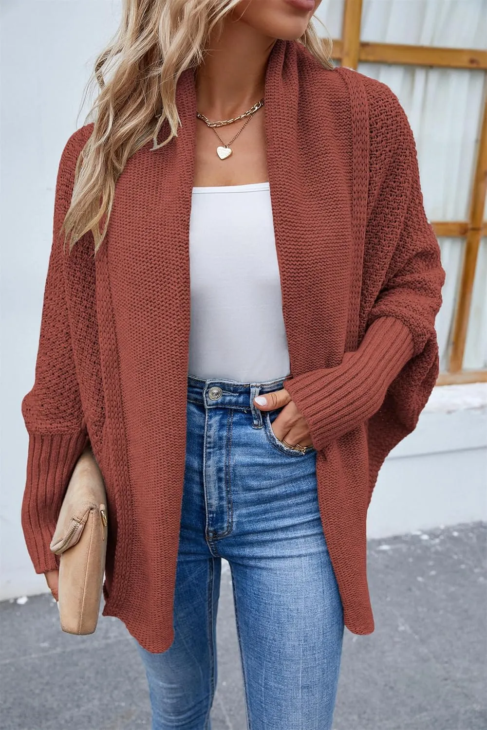Women's Long Sleeve Open Front Chunky Warm Cardigans Pullover Sweater Blouses