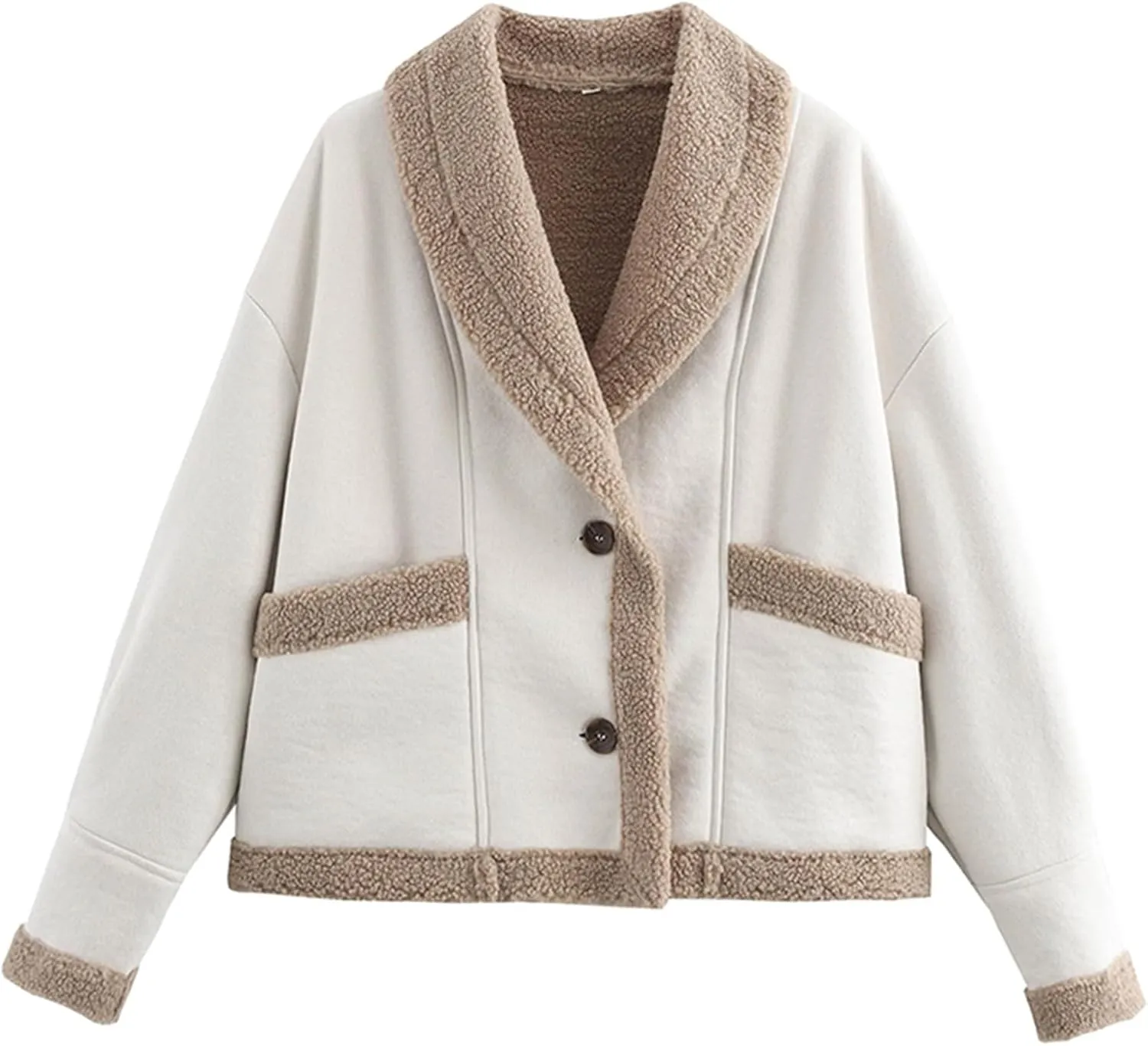 Women's Long Sleeve Oversized Sherpa Fleece Jacket With Cozy Stylish Winter Coat For Casual Wear Warm Outerwear