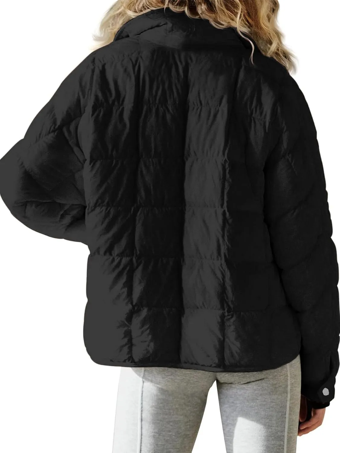 Women's Quilted Lightweight Jackets Down Coat Long Sleeve Zipper Oversized Packable Short Puffer Jackets