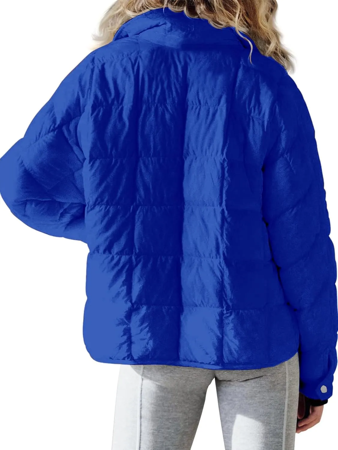 Women's Quilted Lightweight Jackets Down Coat Long Sleeve Zipper Oversized Packable Short Puffer Jackets