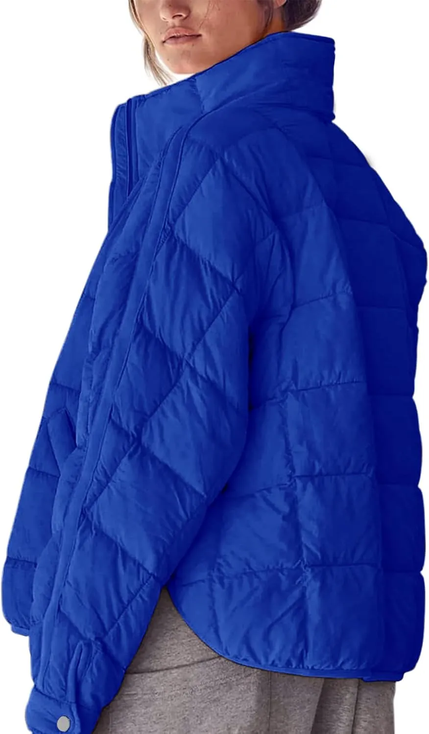 Women's Quilted Lightweight Jackets Down Coat Long Sleeve Zipper Oversized Packable Short Puffer Jackets