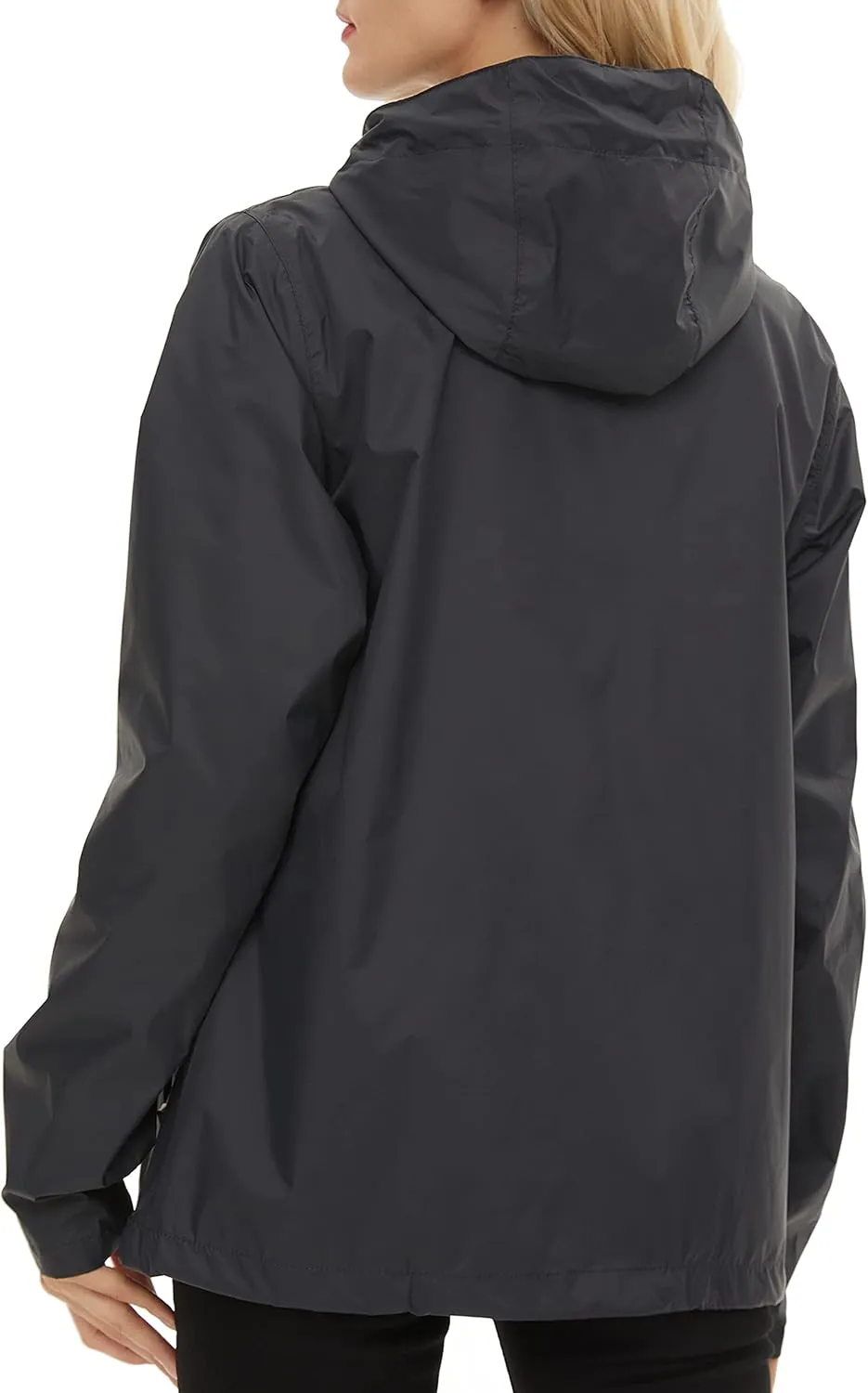 Women's Rain Jacket Lightweight Waterproof Rain Coat with Hooded Windproof Adjustable Windbreaker