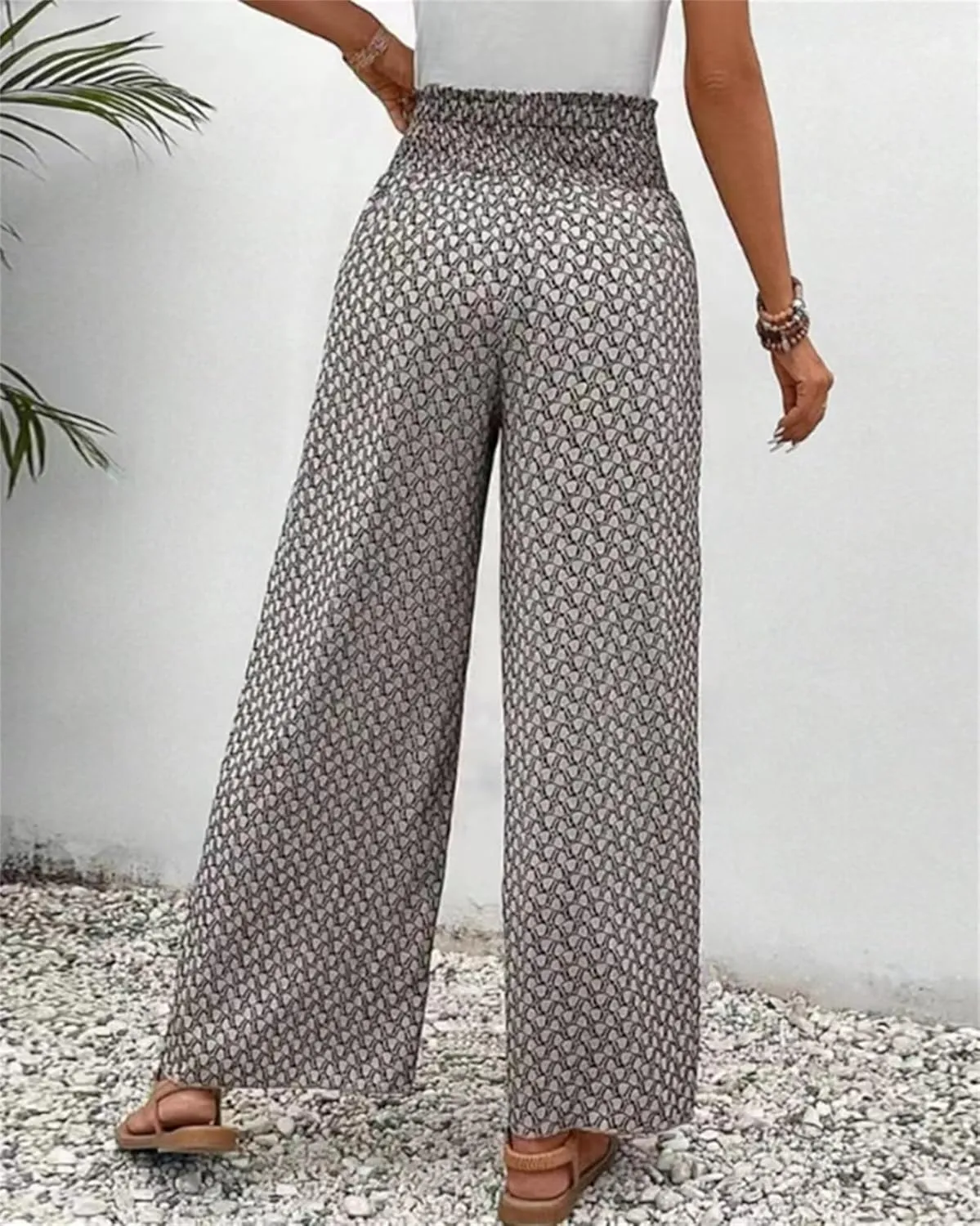 Women's Wide Leg Long Pants Casual Palazzo High Waisted Trousers Loose Skirt Pants Flowy Comfort Beach Pant for Women