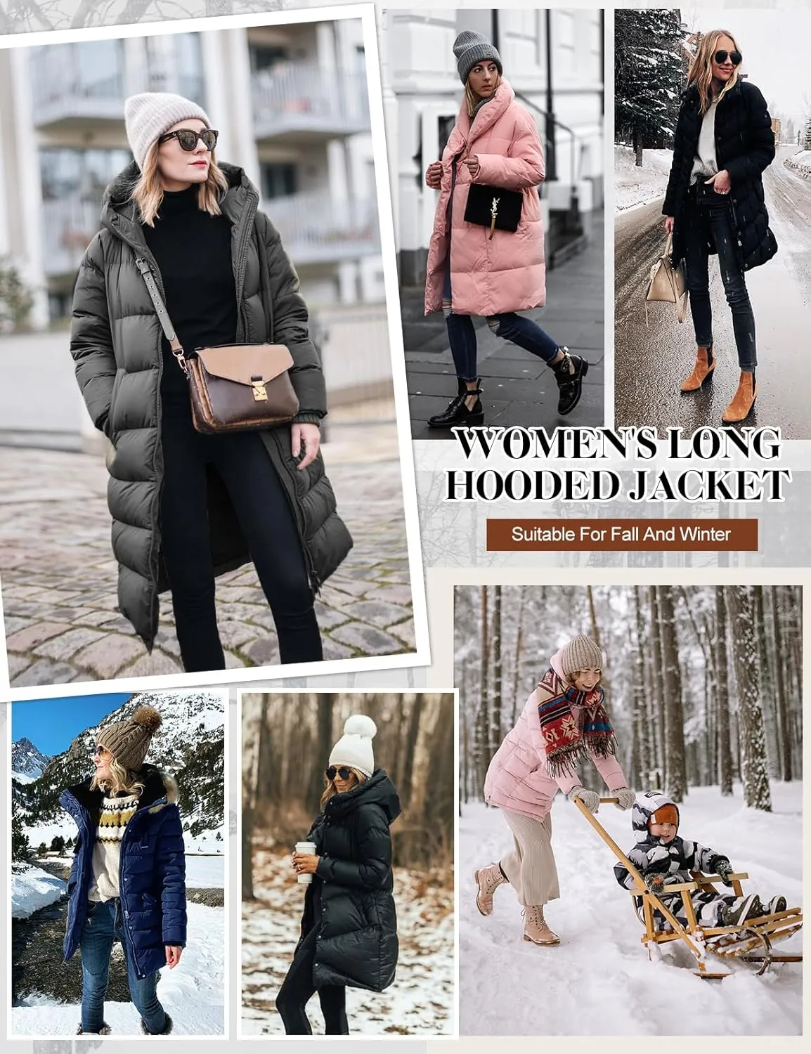 Womens Winter Coats Puffer Down Parka Thicken Warm Hooded Jacket Fleece Lined Outwear with Removable Faux Fur Hood