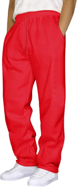 Workout Sweatpants for Men, Comfort Cargo Pants with Pockets, Casual Fleece Joggers Baggy Athletic Wide Leg Track Pants