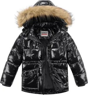 WULFUL Boy's Winter Coat Waterproof Fleece Lined Parka Jackets Kids Hooded Puffer Outerwear