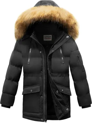 WULFUL Boy's Winter Coat Waterproof Fleece Lined Parka Jackets Kids Hooded Puffer Outerwear