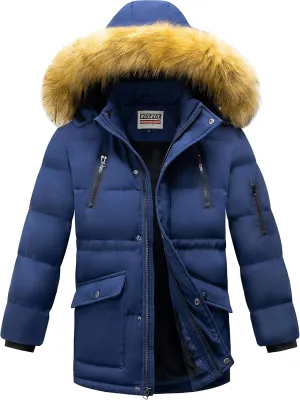 WULFUL Boy's Winter Coat Waterproof Fleece Lined Parka Jackets Kids Hooded Puffer Outerwear