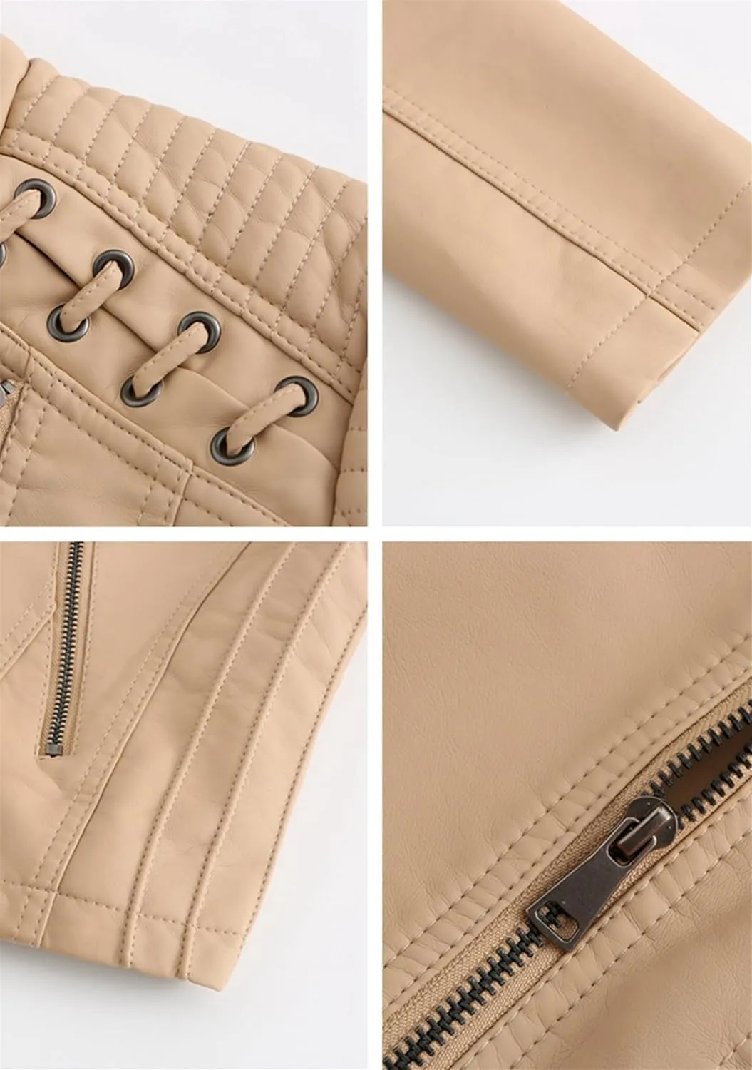 YMING Womens Faux Leather Zipper Jackets PU Motorcycle Coat Fall Plus Size Biker Outwear