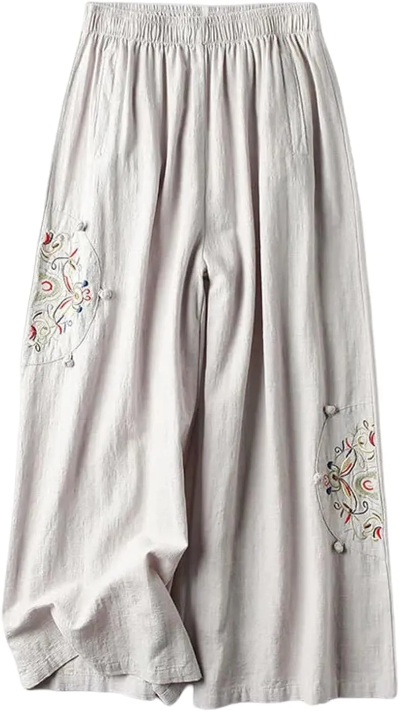 Yoga Pants Women Wide Leg Casual High Waist Loose Pants Straight Stretchy Lightweight Comfort Trousers with Pockets