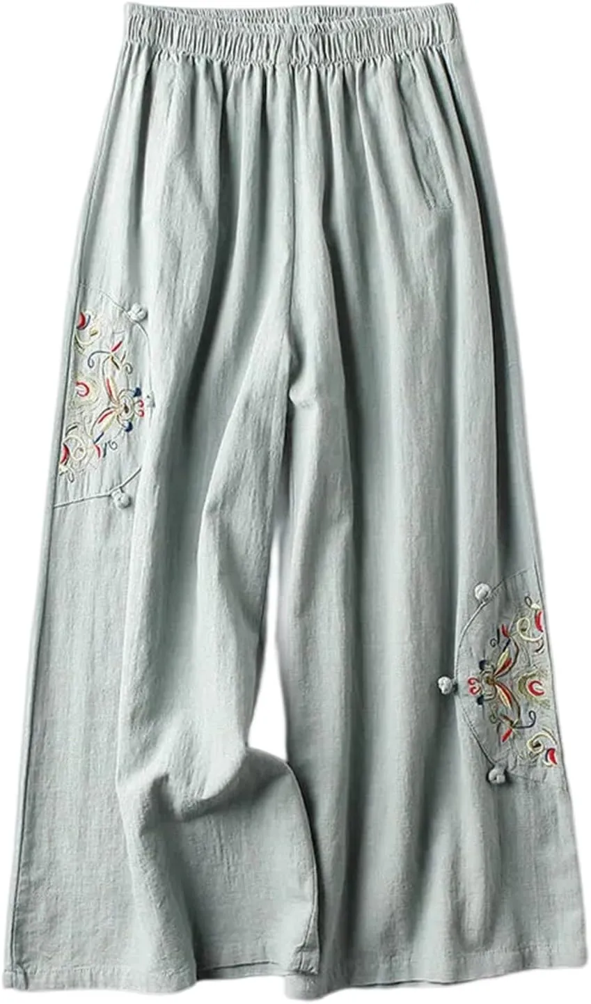 Yoga Pants Women Wide Leg Casual High Waist Loose Pants Straight Stretchy Lightweight Comfort Trousers with Pockets
