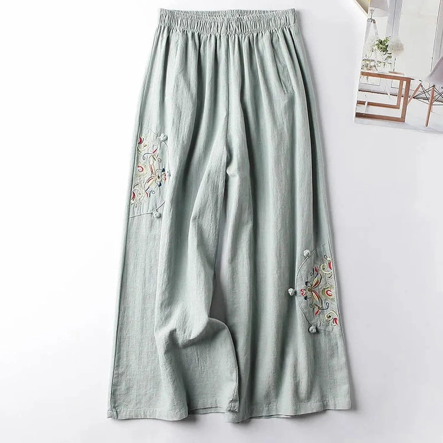Yoga Pants Women Wide Leg Casual High Waist Loose Pants Straight Stretchy Lightweight Comfort Trousers with Pockets