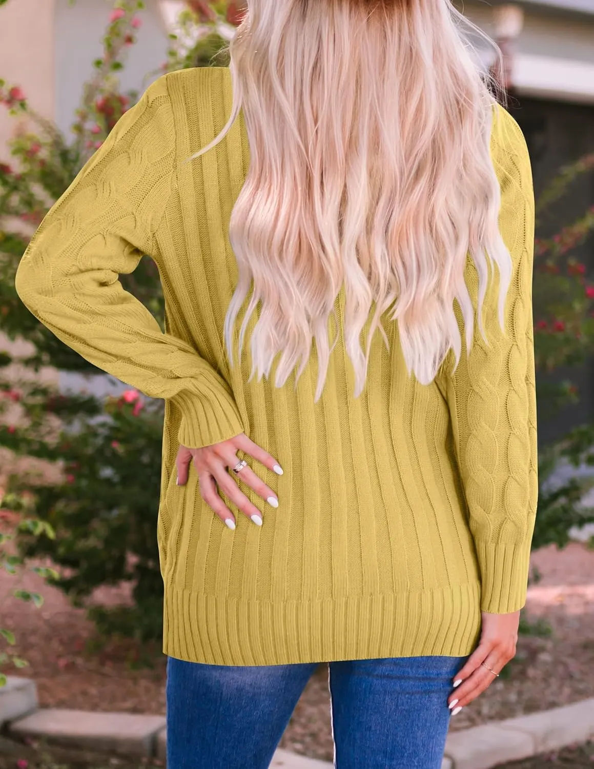 ZESICA Women's Fall Casual Long Sleeve Button Down Open Front Cable Knit Cardigan Sweater Coat